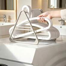 1pc Triangular 3D Shaped Clothes Hanger Rack Detachable Extremely Space-Saving Wardrobe Organizer Suitable For Balcony Laundry Room Entrance Closet Home Rental Dorm Bedroom Clothing Storage Solution Portable Compact Design Easy Assembly Multifunctional Hanger System Perfect For Small Spaces Apartment Essentials - View 3