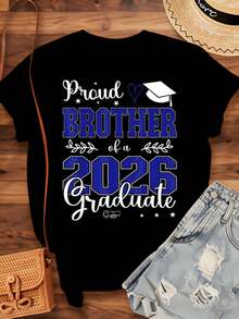 Proud Brother Of A 2026 Graduate Graduation Shirt For Family And Friends Celebration Gift For Graduation Day 2026,220g - Black - View 3