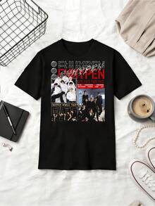 FATE World Tour Retro Collage Cotton Summer Short Sleeve T-Shirt - Black - View 1