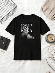 Min Yoongi Sweet Like  Dark Aesthetic Cotton Summer Short Sleeve T-Shirt - Black - View 6