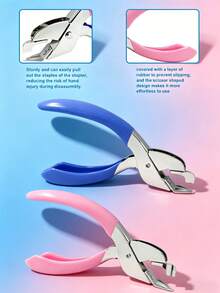 1pc Portable Mini Office Stapler, Disassembly Machine Stationery Tool, Staple Remover, Ergonomic (Pink And Blue) - A - View 1