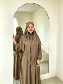 Set de 2 piezas: Khimar + Abaya, suelto y cómodo, conveniente, ropa adecuada para el uso diario de las mujeres, oración, todas las estaciones, esencial de viaje, toalla de playa - Multicolor - Ver 13