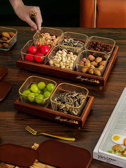 Bộ 6 hộp đựng trái cây bằng thủy tinh có nắp đậy, kiểu Nhật Bản, dùng để đựng trái cây khô/các loại hạt/trà/hạt cà phê/trái cây tươi/đồ ăn nhẹ, thích hợp cho phòng khách/phòng ăn/văn phòng/quán cà phê/nhà hàng.