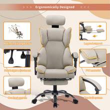 Ergonomic Office Chair, Gaming Chair, High-Back Chair, Sturdy Armrests, Extendable Footrest, Suitable For Entertainment And Office Use - Gold - View 5
