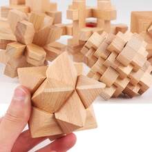 Niños adultos Ming Luban Lock 3D hecho a mano rompecabezas de matemáticas de bambú rompecabezas educativo dedo juguete cumpleaños regalo de Navidad - Bloqueo en T-HH066C - Ver 2