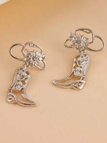 1 Pair Western Style Cowboy Hollow Boot Earrings, Fashionable & Unique, Suitable For Teenagers Daily Wear And Holidays - Multicolor - View 2