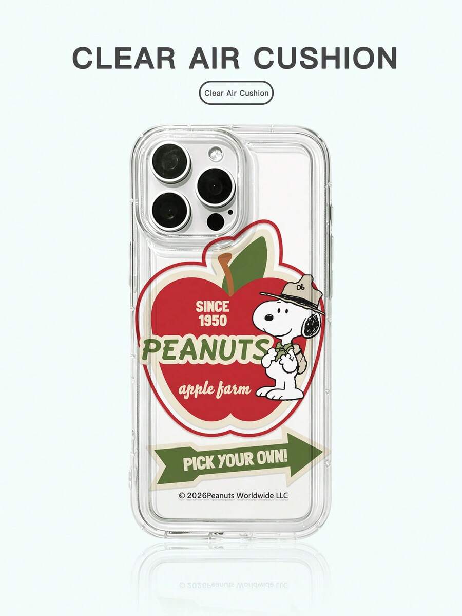 Miniso 1个全新高气垫防摔保护壳，官方授权花生漫画史努比卡通简约图案独特手机壳，加厚保护，兼容苹果iPhone 17 Pro Max/Air、16、11/12/13/14 Plus、XR、15 Pro Max - 無色 - 查看 1