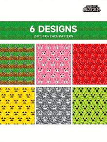 12 piezas de papel de regalo con tema de Minecraft, papel de embalaje para decoración de cajas de regalo, favores de fiesta - Multicolor - Ver 8