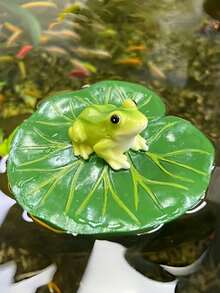 1個蓮花園浮動青蛙裝飾，樹脂慵懶青蛙雕像，適用於池塘、游泳池、庭院、戶外裝飾，可愛青蛙雕像禮物送給青蛙愛好者 - 多色 - 查看 2