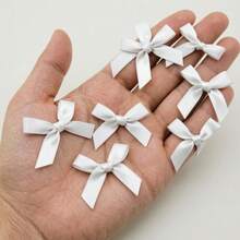 50pcs/Pack 4cm Satin Ribbon Bows, Multi-Color Options, Suitable For Gift Wrapping, Hairclip & Headpiece DIY, Ideal For Back To School And Valentine's Day - White - View 7