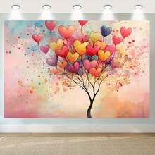 1pc Colorful Heart-Shaped Tree Banner Background Decor, Suitable For Living Room, Bedroom, Office, Home, And Birthday Party - 1 - View 4