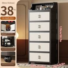 40cm/15.7in - 60cm/23.6in Wide Plastic Storage Cabinet, Multi-Layer Foldable Storage Box, Kitchen Dining Utensil Cabinet, Kitchen Organizer Rack, Living Room Toy Cabinet, Slim Gap Organizer, Kitchen Slim Storage Cabinet, Christmas Gift, Storage Box, Under Bed Storage - Black - View 14