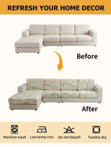 1 chiếc bọc đệm ghế sofa co giãn in họa tiết, bọc ghế sofa hình chữ L, bọc tựa lưng sofa riêng biệt, bảo vệ đồ nội thất, bọc đệm sofa co giãn, bọc sofa 3 chỗ, bọc sofa 2 chỗ - Xanh nhạt - Xem 5