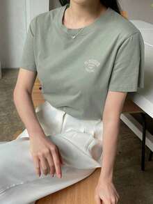 Camiseta con gráfico de letra - verde menta - Ver 10