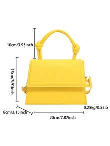 Solid Color Pleated Edge Handbag, Flap Crossbody Bag, Retro Floral Pattern Women Bag - Yellow - View 4