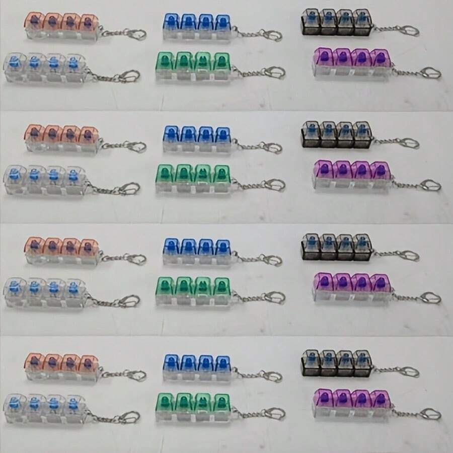 2pcs Keyboard Key Design Stress Relief Keychain, Finger Toy For Adults, Press-Style Keyring, Helps Relieve Stress And Focus, Relaxing - Multicolor - View 1