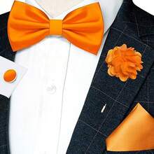 Bow Ties For Men, Men's Pre-Tie Bow Tie Satin Silk Adjustable Bow Tie Cufflinks Lapel Pin Sets For Wedding, Formal Business Meeting, Prom, Interview, Casual Party, Banquet - Multicolor - View 4