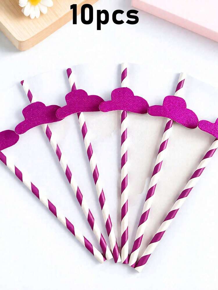 10pcs/Set Pink Denim Cowboy Hat Paper Straws, Disco Cowgirl Party Straws, Bachelorette Decorations, Suitable For Wedding, Birthday, Graduation, Anniversary, Party, Banquet Table, 1 Pack - View 10