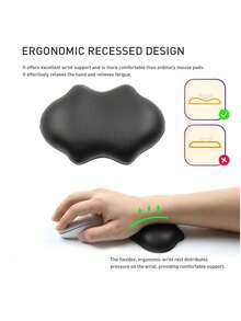 1 Set Of Bat-Shaped Pu Leather Keyboard Wrist Rest+Mouse Wrist Rest With Non-Slip Silicone Bottom Material Soft And Comfortable Skin-Friendly Hand Support Pad Can Relieve Hand Fatigue. It Is Suitable For Office Desktop Computer/Notebook Work Assistant/Desktop Decoration High-Grade Wrist Rest (Black) - View 5