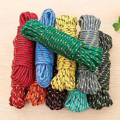 Dây thừng nylon 10m/393,7in, dùng để buộc và kéo đồ vật, phụ kiện cắm trại, dây phơi quần áo trong nhà/ngoài trời, màu ngẫu nhiên.