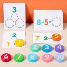 Tarjetas didácticas de aritmética para la primera infancia sobre sumas y restas, con diversos tipos de problemas básicos, perfectas para el aprendizaje temprano y fines educativos. - Multicolor - Ver 6