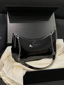 Korean Style Crocodile Embossed Handbag For Women, New Fashion Shoulder Bag, Minimalist Crescent Moon Tote Bag For Women, For Going To Work, Green - 柔和淡色 - 查看 11