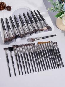 MAANGE Bộ dụng cụ trang điểm mềm mại 25/32/35/51 món, bao gồm bông trang điểm, khăn mặt, túi đựng mỹ phẩm, cọ phấn phủ, cọ má hồng, cọ phấn mắt, cọ kẻ lông mày, cọ kẻ mắt, cọ tán màu, quà tặng dành cho phụ nữ. - màu đen - Xem 11