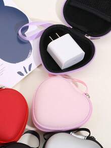 3D Heart EVA Storage Bag Portable Zipper Case For Charger Data Cable Earphone Organizer Pouch - Multicolor - View 3