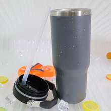 IceFlow 2.0 Flip Straw Tumbler With Handle 30 Oz | Twist-On Leakproof Lid & Flip Up Straw | Insulated Stainless Steel Vacuum Water Bottle | BFA-Free | Valentines Day Gifts For Her, Mother's Day Gift For Mom, Gifts For Women Girls, Presents For Him Boyfriend, Christmas Xmas New Year Holiday Gift | Dried Pin - Xám - Xem 2