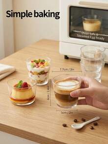 1 chiếc cốc tráng miệng bằng thủy tinh chịu nhiệt cao dùng trong lò nướng, cốc đựng bánh pudding thành dày, khuôn làm bánh mousse đa năng và hộp đựng sữa chua, bát hấp trứng tái sử dụng được trong lò vi sóng, cốc đựng bánh pudding, kem chịu nhiệt, hộp đựng bánh pudding ăn sáng và ăn trưa, phụ kiện nhà bếp làm bánh. - Xem 13