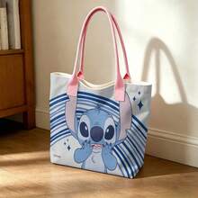 Túi tote vải canvas Disney Lilo & Stitch - Túi đeo vai in hình Stitch đầy phấn khích, thích hợp sử dụng hàng ngày. - màu đen - Xem 3