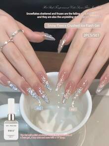 annies 12ml Snow Crushed Ice Flash Gel Nail Polish Shiny Snowflake Sparkle UV Glitter Gel For DIY Nail Art Salon 1pc/2pcs - Multicolor - View 9