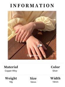 1pc Minimalist Metal Open Ring, Luxury Casual Vacation Commute Versatile Jewelry For Women - Silver - View 9