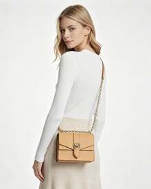 Michael Kors MK Greenwich Flap Bag Small Baguette Purses For Women Crossbody Bag And Shoulder Bag - Brown - View 6