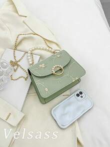 Fashion Chain Handbag Floral Shell Crossbody Bag Women Shoulder Bag , Green,Birthday Gifts For Her, Holiday Gift Bag,Gifts For Women,Purse,Bags - 綠色 - 查看 3