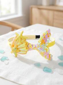 4pcs/Set Mermaid Sequin Headbands - Cute Cartoon Mermaid Sequin Headbands, Butterfly Design Hair Clips, Mermaid Hair Accessories Suitable For Parties, Side Clips Suitable For Daily Wear And Stage Performance, 1/4 Pieces Set - Multicolor - View 7