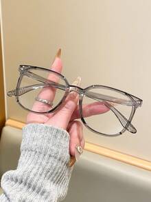 1pc Minimalist Elegant Multi-Function Multi-Color Geometric Transparent Full Frame Women's Non-Prescription Glasses, High-Resilience Plastic Material, Lightweight And Comfortable, Suitable For All Face Shapes, Flattering Face Shape, Suitable For Daily Makeup - Plain Light - View 9