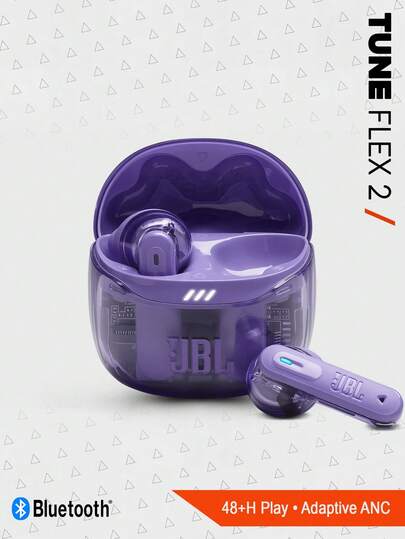 JBL Tune Flex 2 TWS Wireless Earbuds Active Noise Cancelling Bluetooth 5.3 Headphones Spatial Audio 48H Battery Life IP54 Waterproof Semi-In-Ear Gaming Headset With Mic For Sport Music Travel