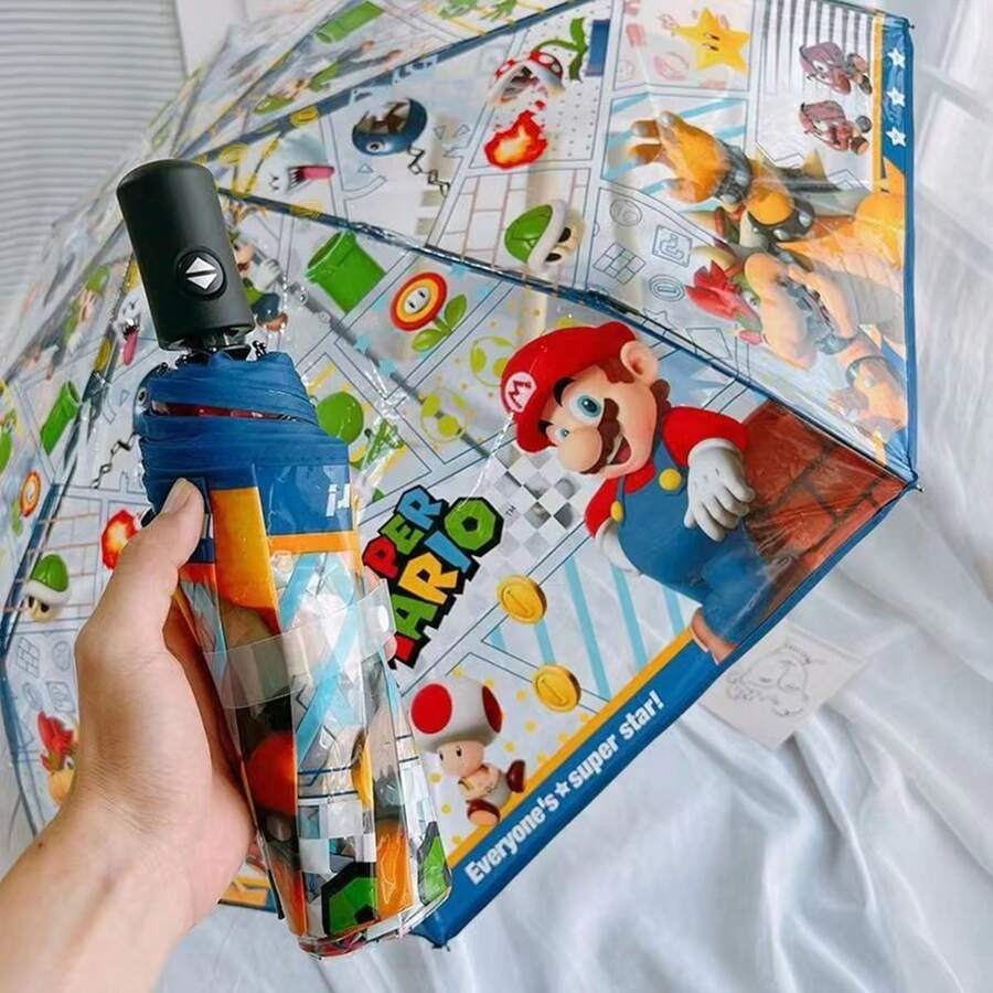 Spin Master 1 chiếc ô gấp gọn siêu tiện dụng trong suốt, tự động đóng/mở, in hình hoạt hình kinh điển, chống thấm nước, tiện lợi cho sử dụng hàng ngày và mang theo khi đi làm. - Nhiều màu - Xem 1