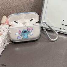 Disney Stitch Star & Heart Clear AirPods Pro Case Cute Happy Stitch Transparent Shockproof Shell With Keychain Compatible With AirPods 1/2/3/4 And Pro/Pro 2 Nd Generation Suitable For New AirPods Pro 3 Stocking Stuffers The Girlfriend. - Transparent - View 1