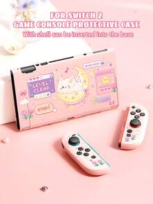 1個 Y2K風格卡通像素貓插圖保護殼，適用於Nintendo Switch 2 (2025)遊戲主機，相容於Switch NS/Switch OLED/Switch Lite，TPU軟殼，通用保護套，Switch控制器保護套，Switch遊戲配件，相容於遊戲手把收納袋，防摔、防滑、防刮、時尚，送給家人和朋友的最佳禮物 - 查看 3