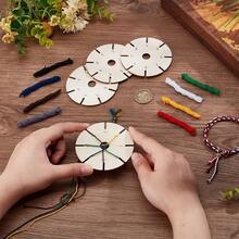 5/10 chiếc đĩa bện tròn bằng gỗ, nhẹ và bền, dùng để tự làm đồ thủ công, tạo kiểu bện tinh xảo, làm vòng tay. - Đĩa tròn đan tay - Xem 7
