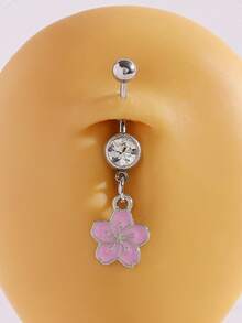 1pc Fashion Minimalist Ocean Style Summer Rhinestone Lip, Shell, Fish Tail, Butterfly Pendant Navel Piercing, Suitable For Women Daily & Holiday Wear - Multicolor - View 2