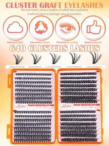 640pcs DIY Eyelash Extension Kit (30D+40D+50D+60D) - Includes Fake Lashes, Glue, Makeup Remover, Tweezers, Suitable For Professionals And Beginners, Convenient For Home Use, Eyelash Extension Starter Kit: Complete Set With Fake Lashes And Glue - Multicolor - View 3