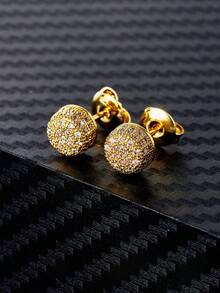 7 Half-Circle Zirconia Hip-Hop Stud Earrings, Unisex, Street Casual Style - Silver - View 9