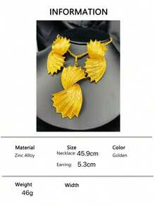 1 Necklace 1 Pair Earrings Fashion Women Flower Gold Pendant Earrings Jewelry Set 2pcs, Middle East Dubai European And American Bride Wedding Party Date Holiday Gift, New Gold Jewelry Set - Yellow Gold - View 5