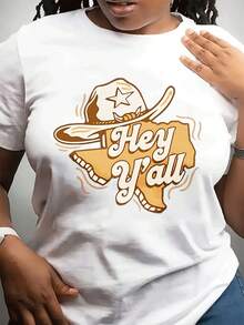 Camiseta casual de moda del cuello redondo del día nacional de las mujeres Corto Sved Top Adecuado para Dailpor Wear, Tecnologuitable de impresión destacada para dar Gif a amigos y familia - Blanco - Ver 2
