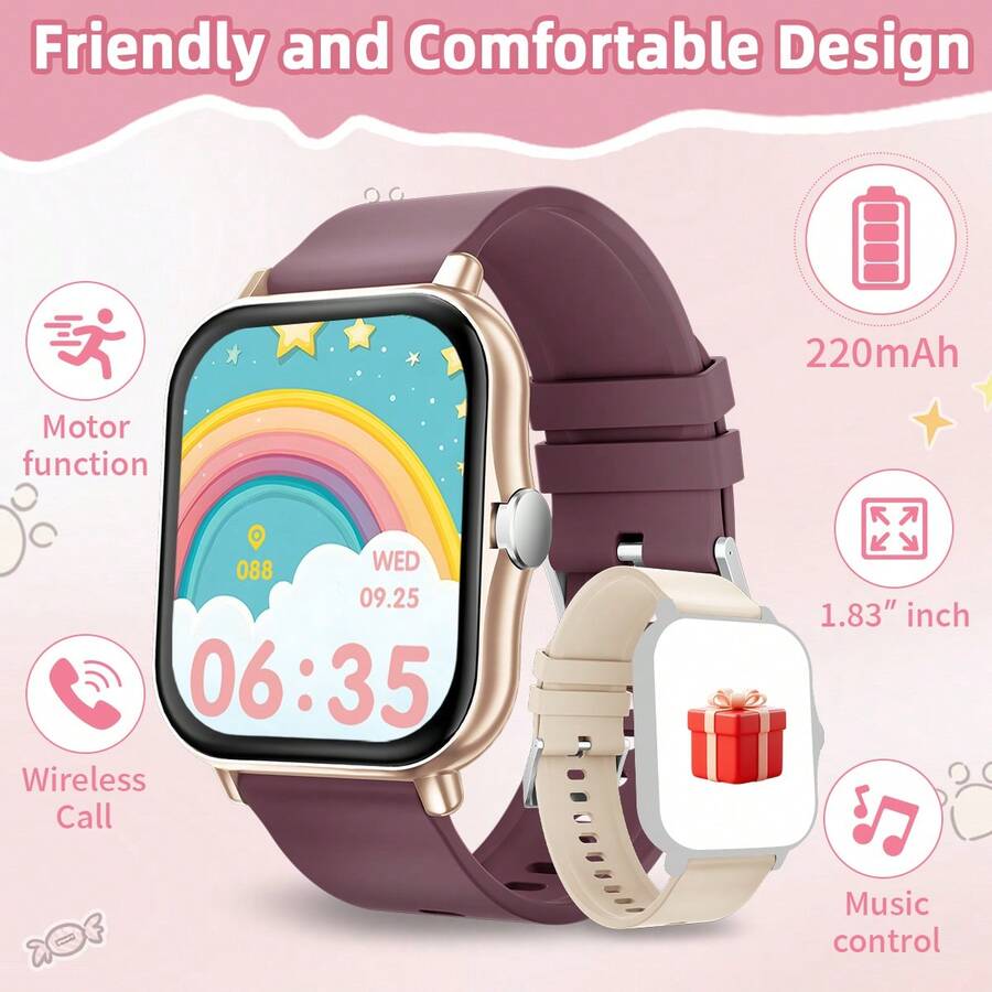 1.83" HD Full Touch Screen Smart Watch, Unisex, 220mAh Long Battery Life, Multiple Sports Modes, Morandi Color Strap, Dual Strap Design, Supports Phone Dialing/Answering, Pedometer, Calorie Counting, Notification Alerts, Multi-Functional Smart Watch, Great Christmas Gift