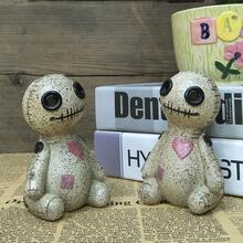 Cute Doll Desktop Ornament, Creative Home Living Room Entrance Decoration, Resin Craft Decoration - 雙心頭毒娃B淺棕 - 查看 3