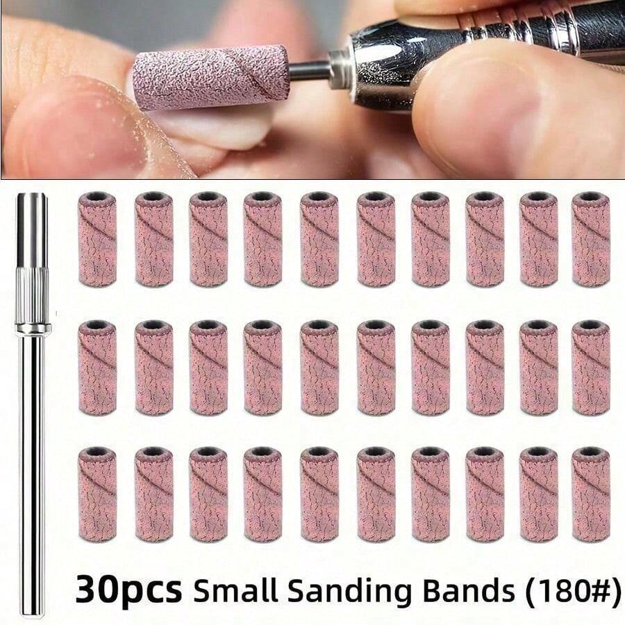 Bộ 30 miếng mài nhỏ kèm 1 trục 3.1mm dùng cho máy mài móng tay, màu hồng. - Nhiều màu - Xem 1